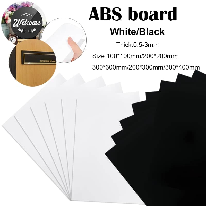 1pc White/Black ABS Plastic Plate Model Sheet DIY Model Material Parts Thickness 0.5mm/1mm/1.5mm/2mm/3mm