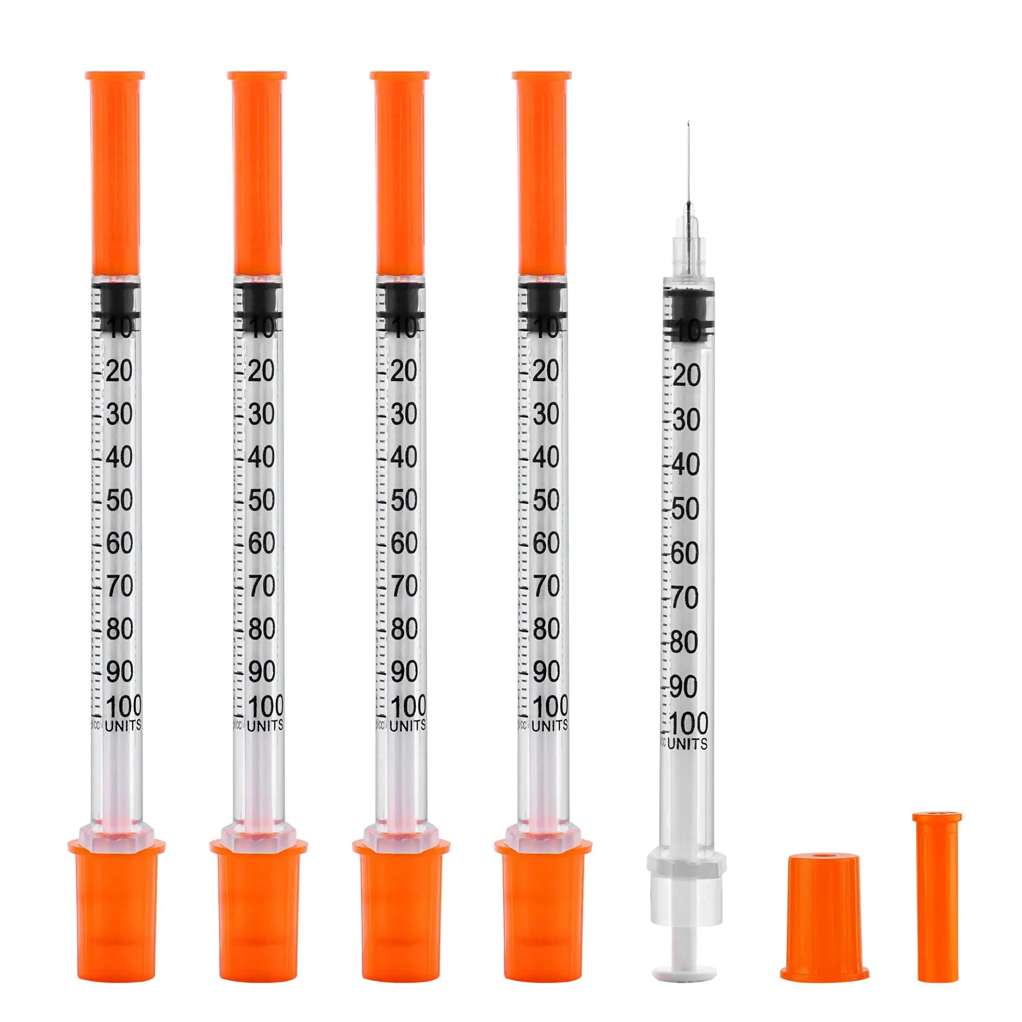 100pcs 1ml 30G*13mm Sterile Insulin Syringe With 1/2 inch Needle, Individually Wrapped For Pets Use