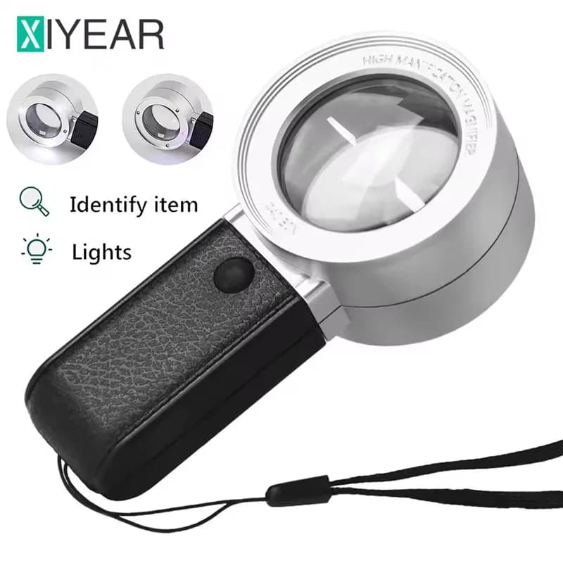 30X Magnifying Glass With Professional LED Light Double Llayer Optical Glasses Lens Handheld Loupe Magnifier For Jewellery lupa