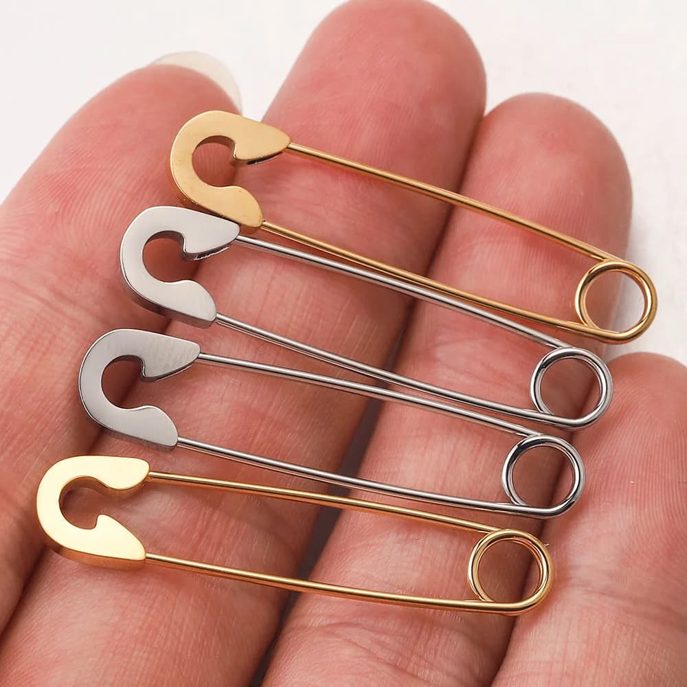 5pcs Stainless Steel Safety Pins Gold-Plate Brooch Badge DIY Pins Jewelry Findings Sewing Craft Making Supplies Accessories