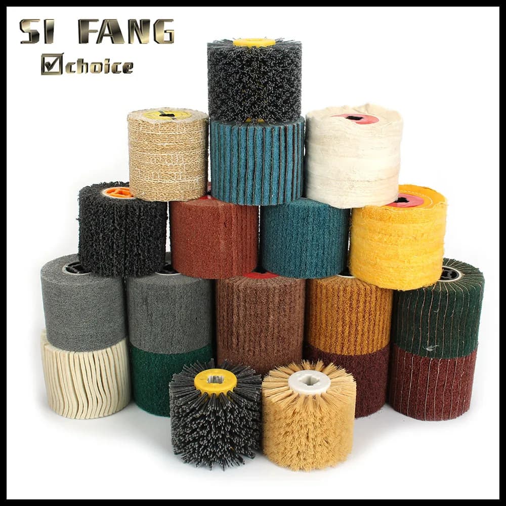 100*120mm Polishing Drum Burnishing Wheel Metal Nylon Wire Polish Brush Roller Burnishing Tools For Stainless Steel