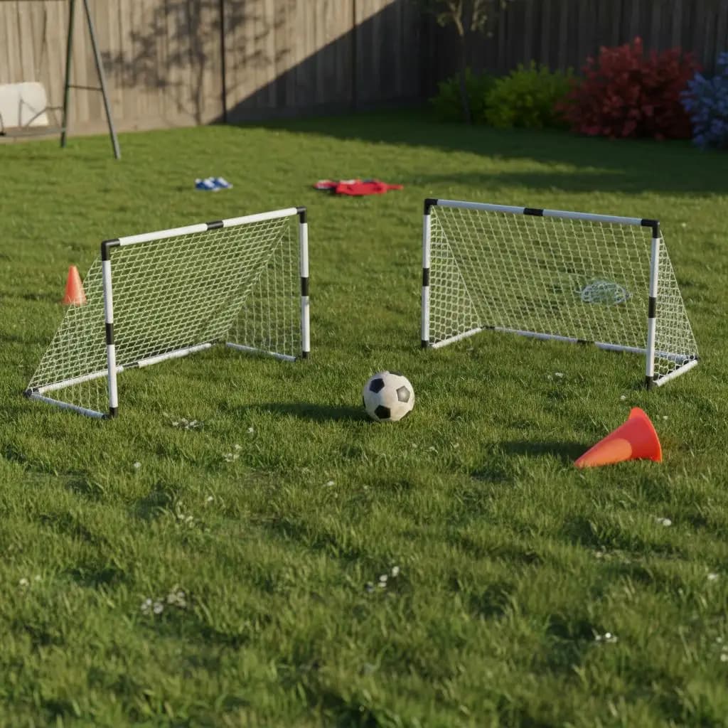 Mini Football Goal 2Pcs 91.5X48X61 Cm, Plastic Posts, Polyester Net, Easy to Assemble, Weather Resistant