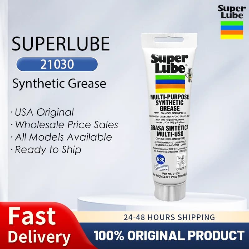 Original Super Lube 21030 Multi-Purpose Synthetic Grease 3oz NSF H1 Food Grade PTFE Lubricant for Track Hinge Chain Bearing