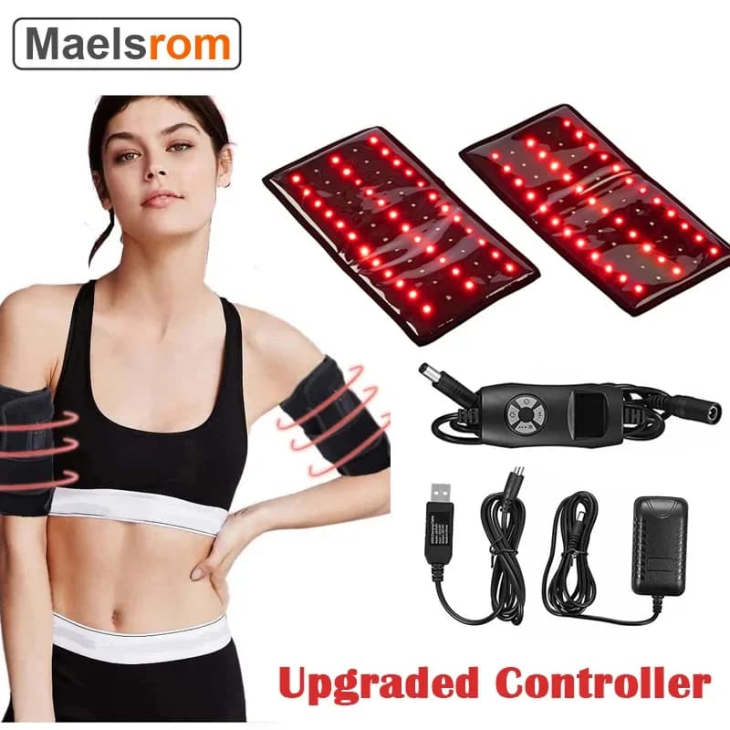 2Pcs Infrared Red Light Therapy Device Arm Slimmer Knee Pads 660nm 850nm Arm Joints Wrap for Fat Buring Pain Relief with Timer