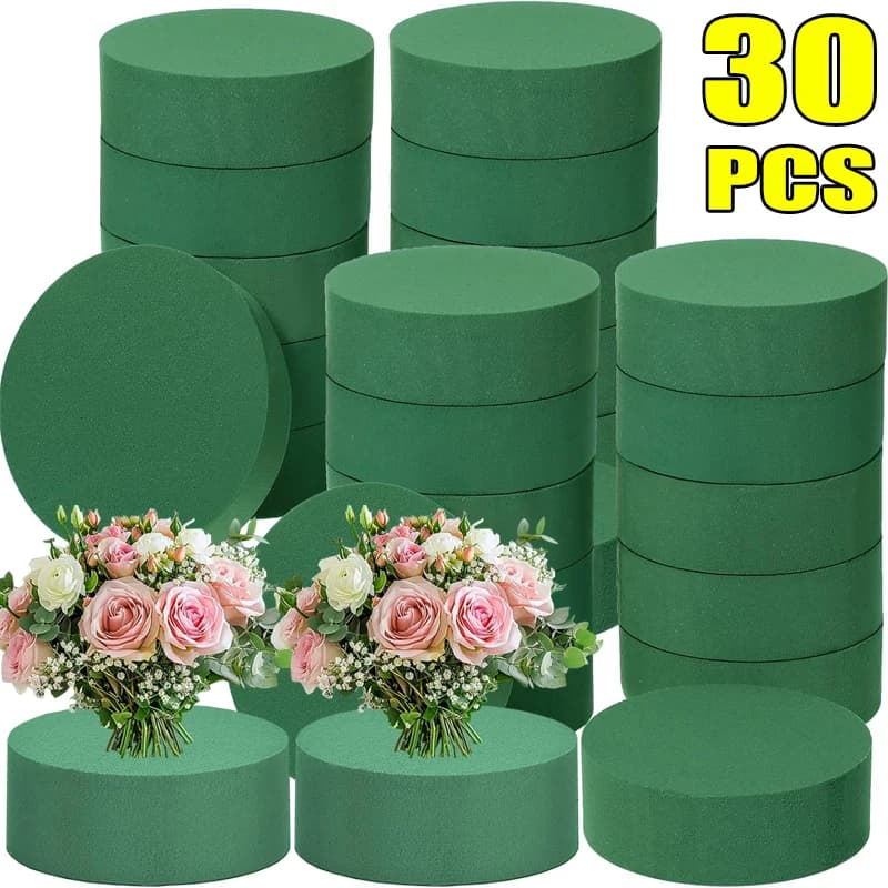 Green Round Floral Foam Blocks DIY Fresh Artificial Flowers Wet Dry Florist Foam Bricks Birthday Wedding Praty Flower Decoration