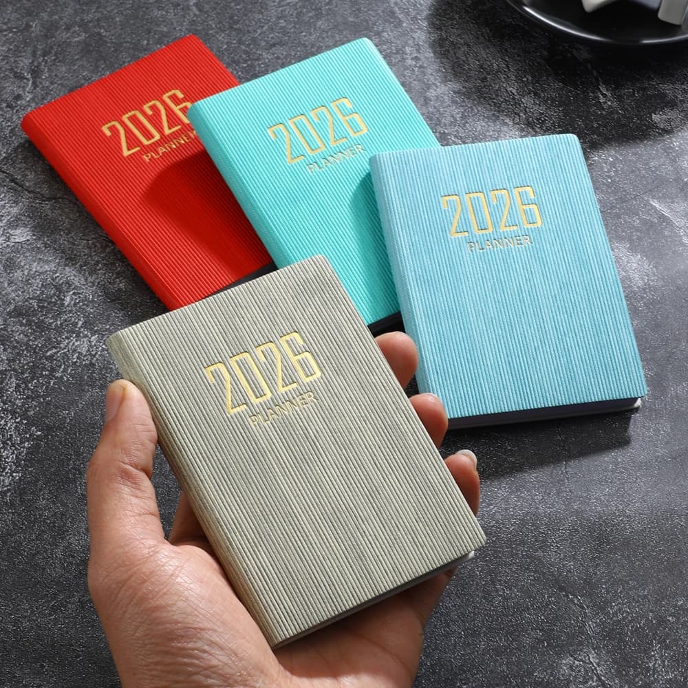 A7 specification 2026 English planner book, mini portable pocket daily schedule book, 64 sheets 128 page thin weekly calendar
