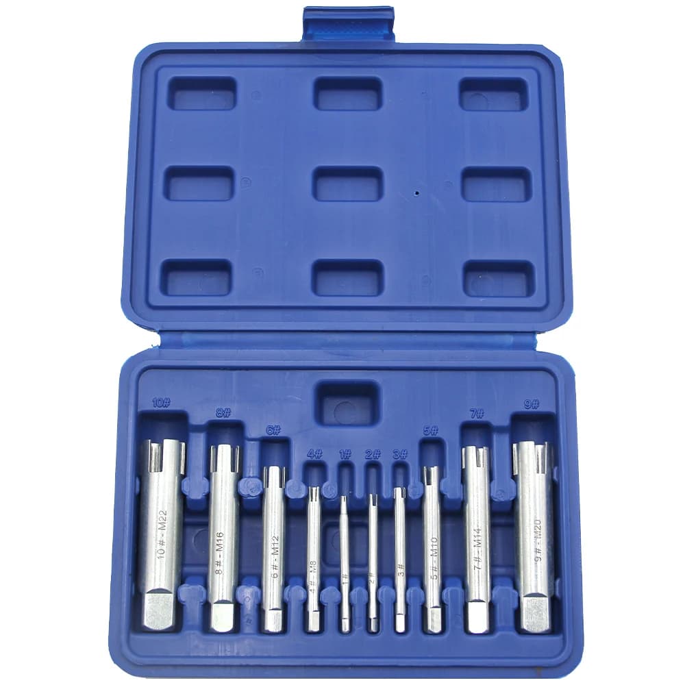 10pc Broken Head Tap Extractor M4-M22 Hand Thread Extractor Broken Thread Tapping Counter Thread Tap Tool Set