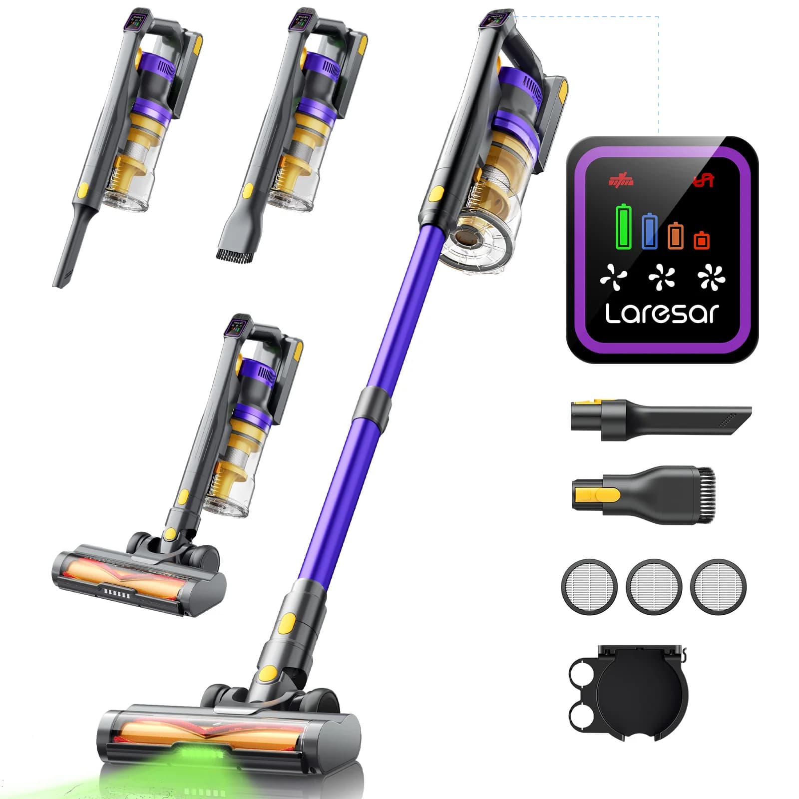 Laresar X11 Wireless Vacuum Cleaner 550W 55000Pa Suction Power Handheld Smart Home Dust Cup 60 Minutes Runtime 3 Piece Filter Set