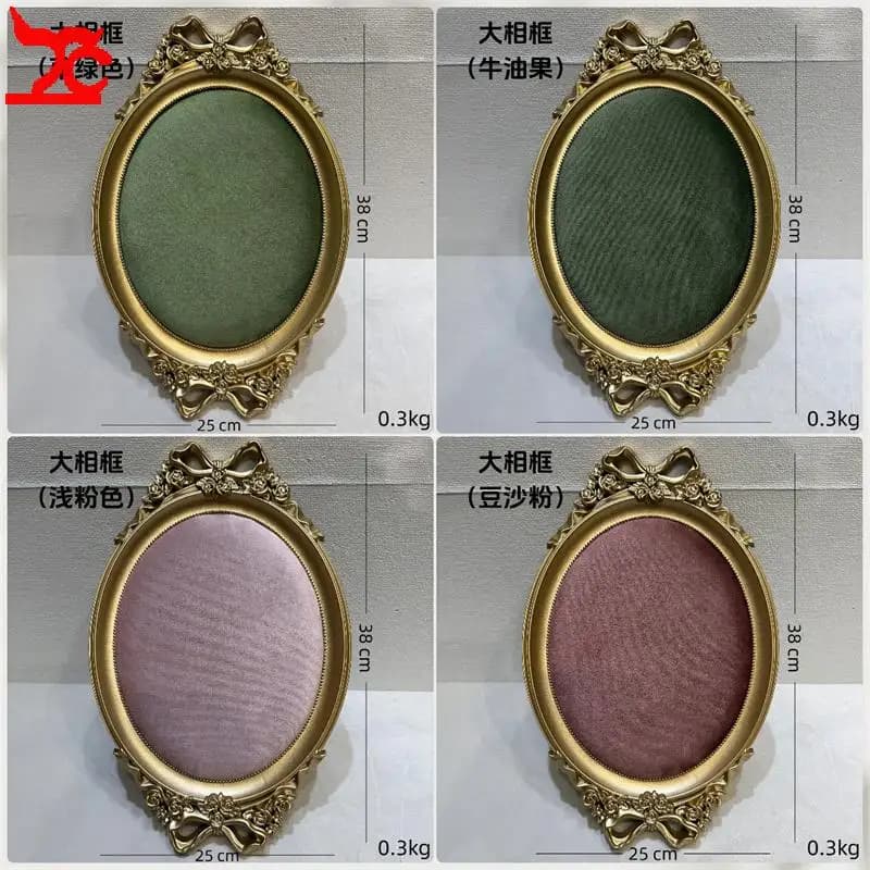 Vintage Photo Frame Shaped Jewelry Display Tray with Gold Border 38*25Cm Large Size Colored Velvet Ring Earring Storage Props