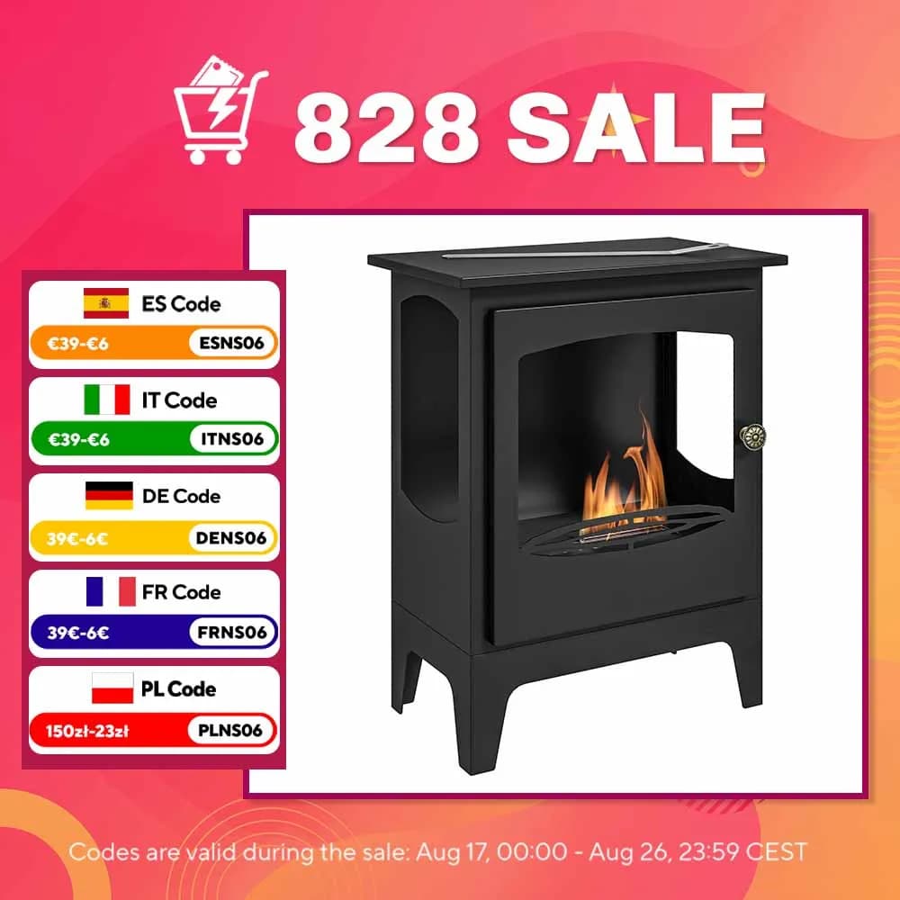 Homcom Ethanol Fireplace 7000Btu 1.2 L Tank 39X26X54 cm Black