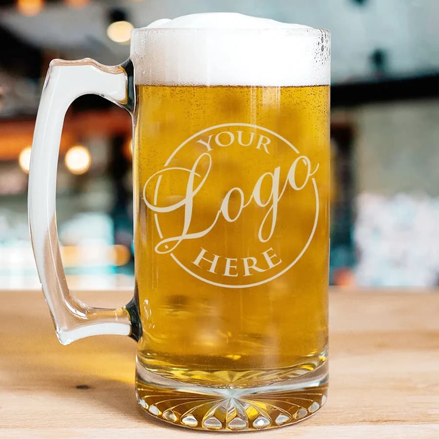 500ml Personalized Beer Mug Laser Engraving Custom Beer Glass With Handle for Corporate, Brother, Father, Lover, Husband Gift