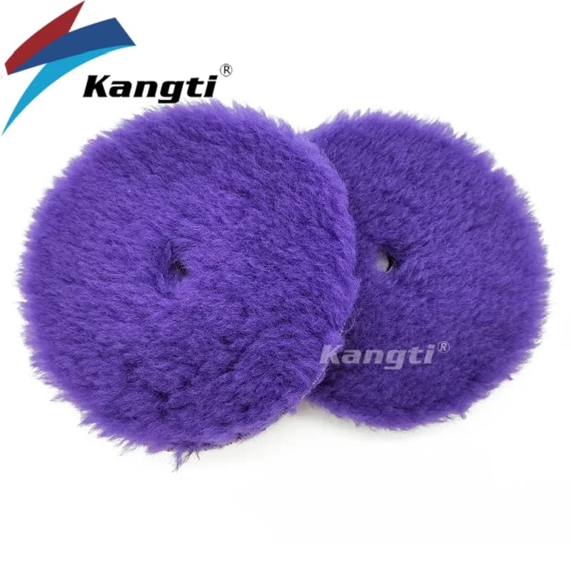 Kangti 5"(125mm)/6"(150mm) High Density Lambs Wool Polishing Pad for Car Waxing Buffing Finishing