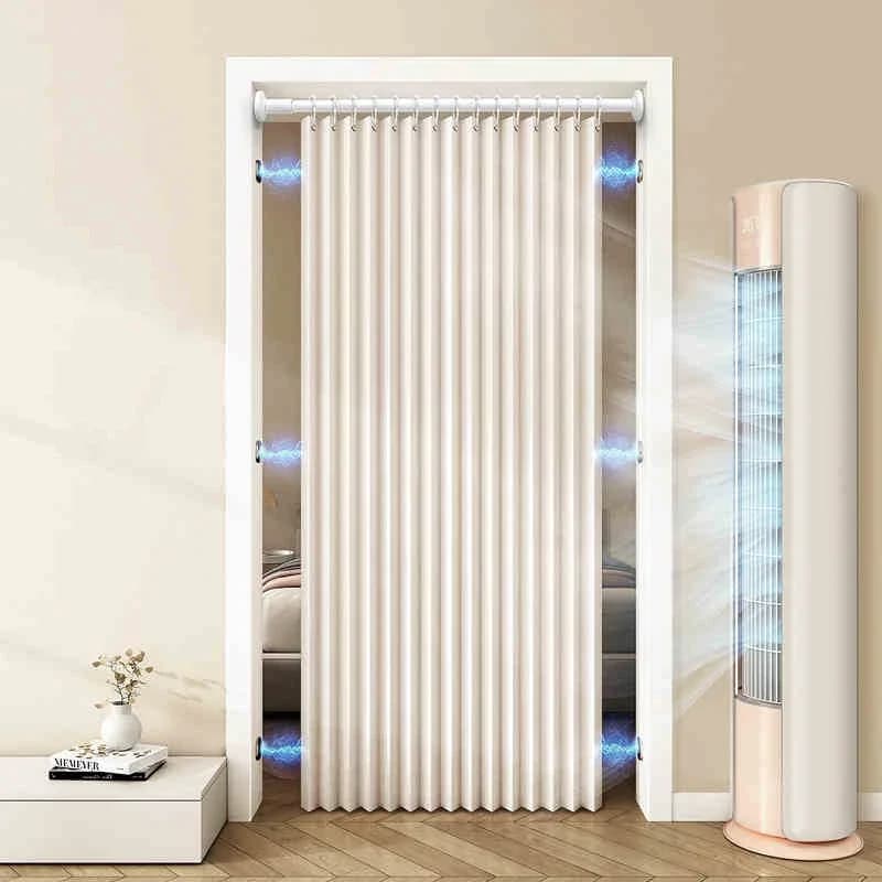 Magnetic Door Curtain Pleated Folding Accordion Door Closet Curtain, Room Divider Curtain Applicable Bedroom Room Living