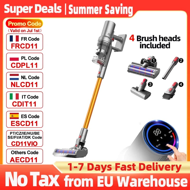 ABIR VC205 Cordless Handheld Vacuum Cleaner ,27000PA,Smart Dust Detction, Big Touch Screen,WithSmart Vacuum for Pet Home