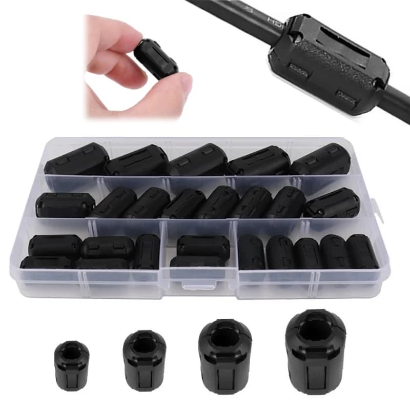 22/25pcs Clip-on Ferrite Core Beads EMI RFI Noise Suppressor Filter for USB Audio Video Power Cables Anti-Interference Choke