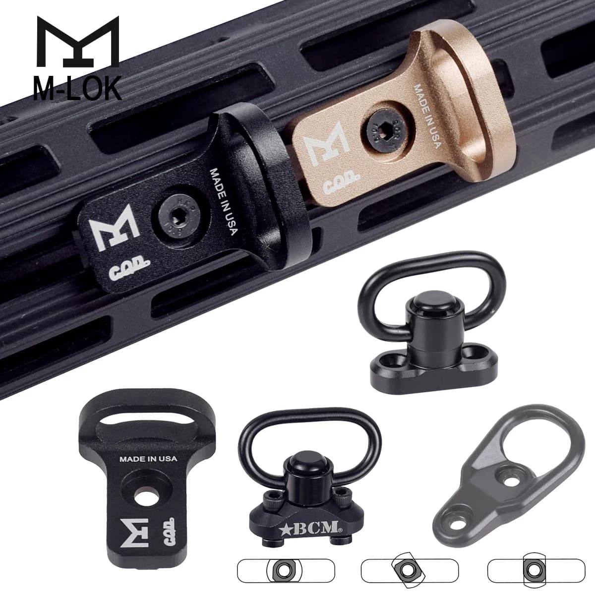 Tactical CNC CQD Shoulder Strap Quick Sling RSA GBB Sling Mount Adapter MLOK 20mm Rail Hunting Airsoft QD Slings AR15 AK47
