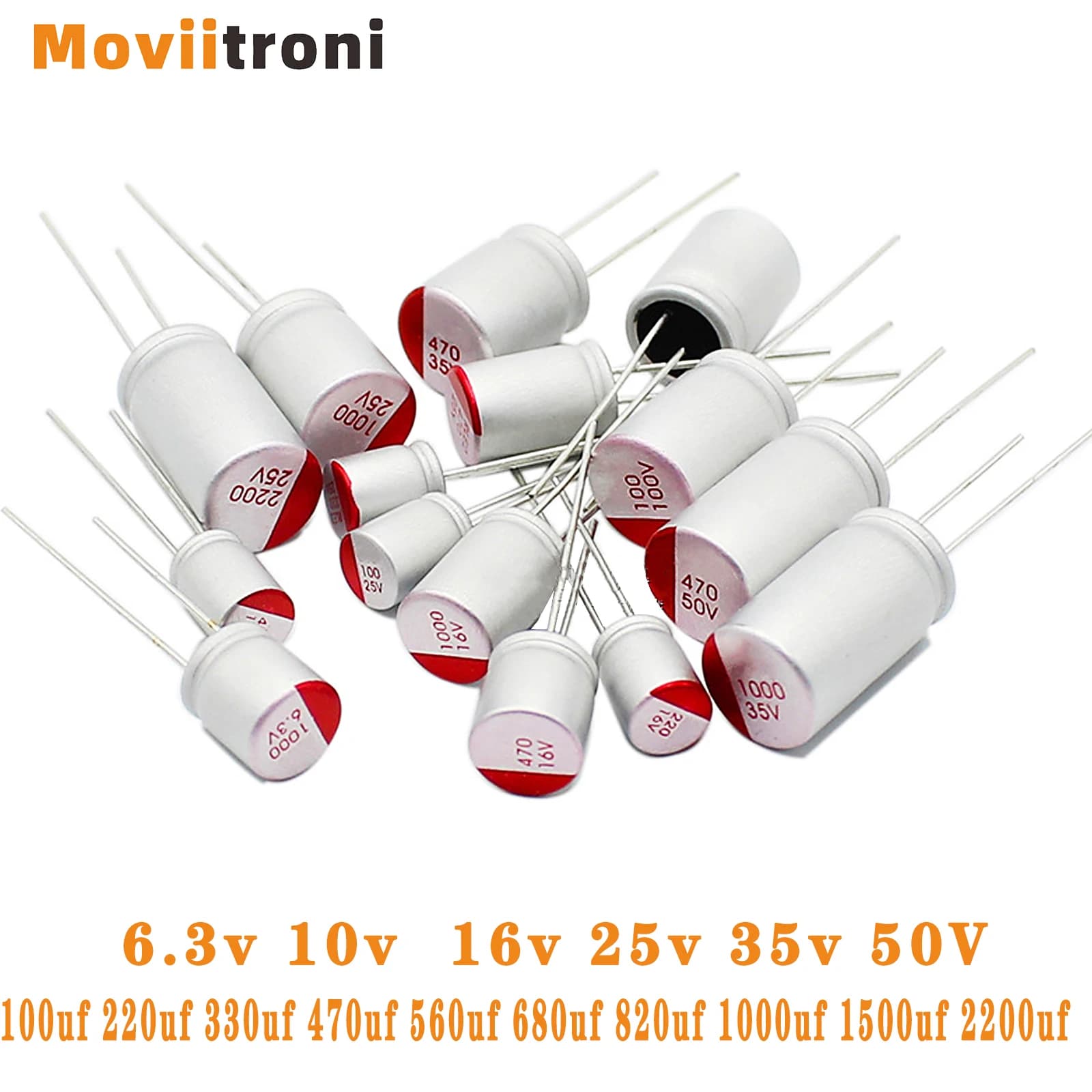 15pcs DIP Solid Electrolytic Capacitor 6.3v 10v 16v 25v 35v 50V 100uf 220uf 330uf 470uf 560uf 680uf 820uf 1000uf 1500uf 2200uf