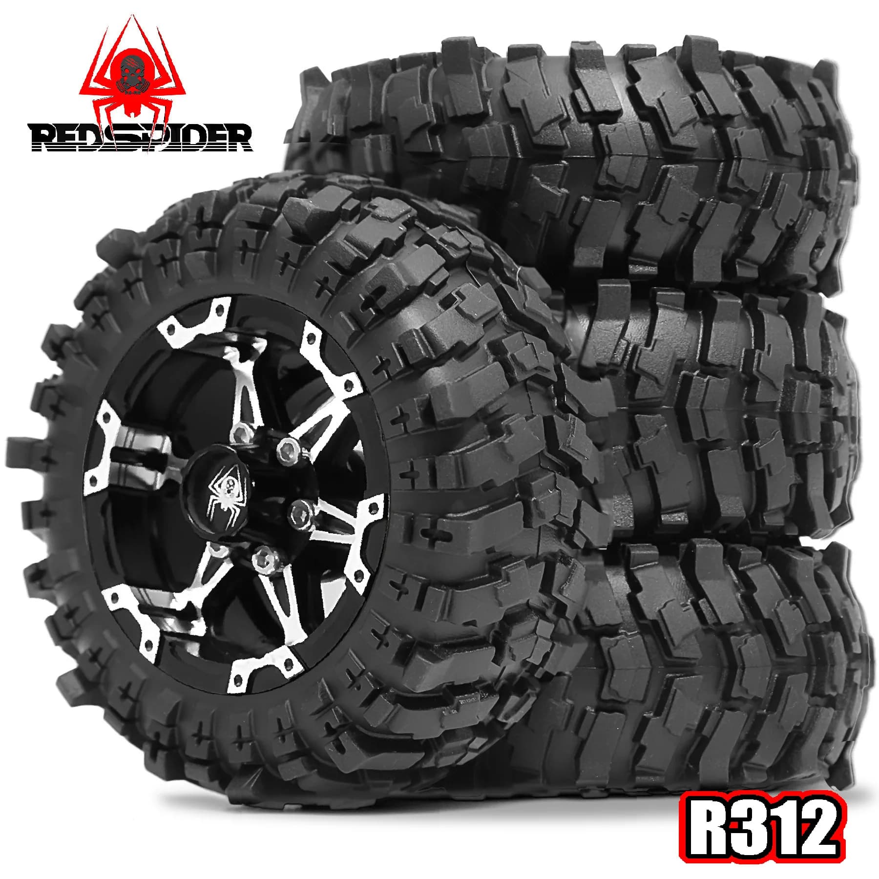 RED SPIDER 4pcs 1.9inch 88mm Rubber Tires Beadlock Wheels Rims for 1/10 RC Crawler Car Traxxas TRX4 RC4WD D90 Axial SCX10 II III
