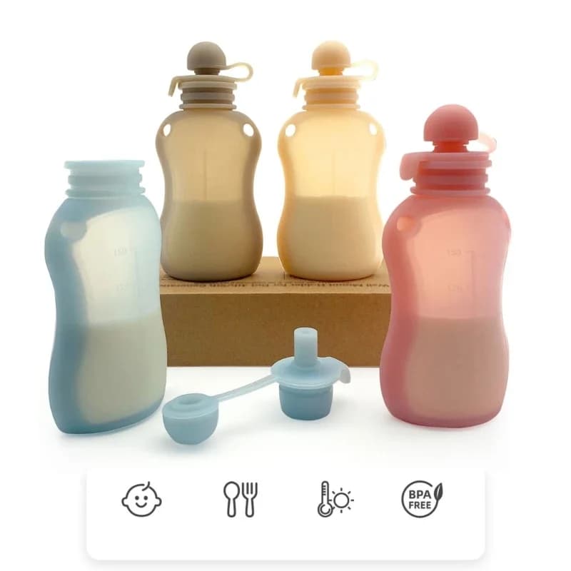 150ml Refillable Baby Storage Bag Silicone Milk Congee Leakproof Organiser Squeeze Storage Container