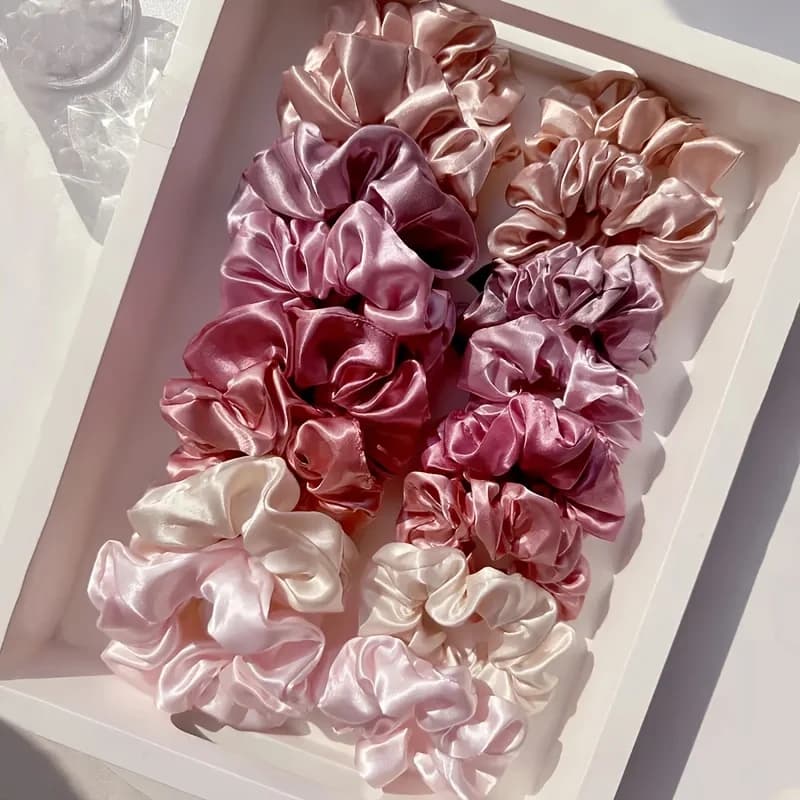 16 piece set of random color and size women's solid color large intestine headband high elasticity headband, soft satin headband