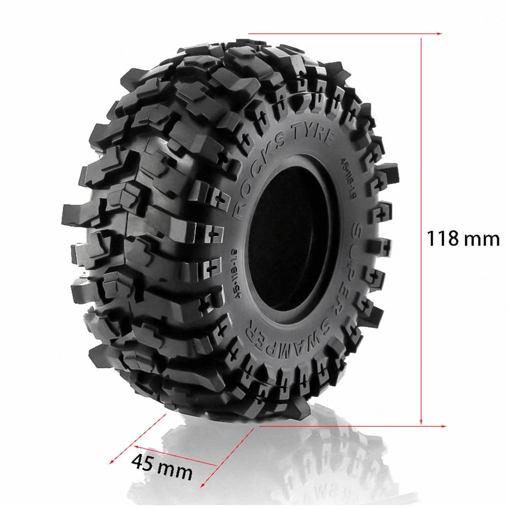 Milky White Soft Rubber 1.9 Wheel Tires 118*45MM for 1:10 RC Crawler Car Axial SCX10 90046 AXI03007 TRX4 RBX10M