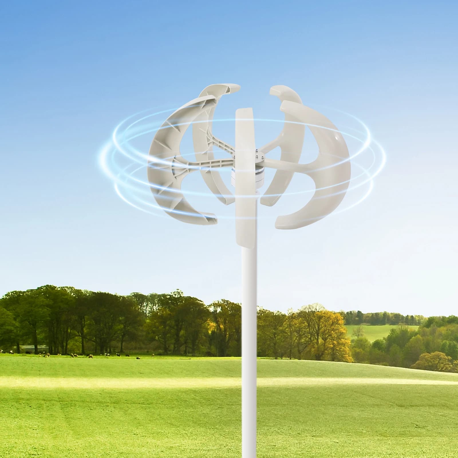 600 W, Vertical Windmill,Vertical Wind Turbine Generator Energy, 24V, Lantern Nylon White Home Use Boat Solar Lighting