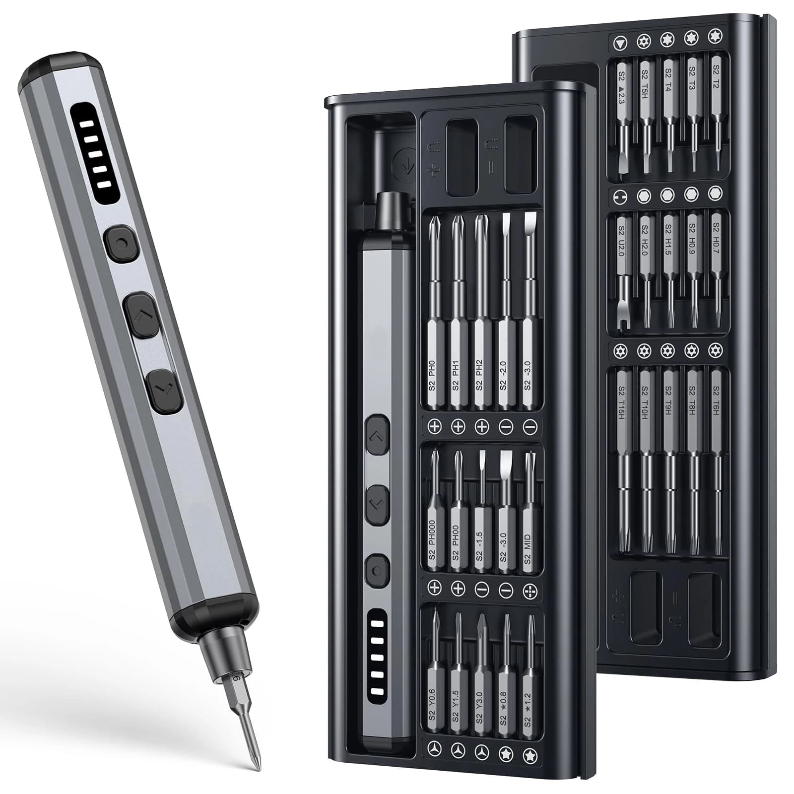 Mini Electric Screwdriver Set Magnetic Screwdriver with 30 Bits 5 Torque Settings Multi-Function Repair Power Tool Set Hand