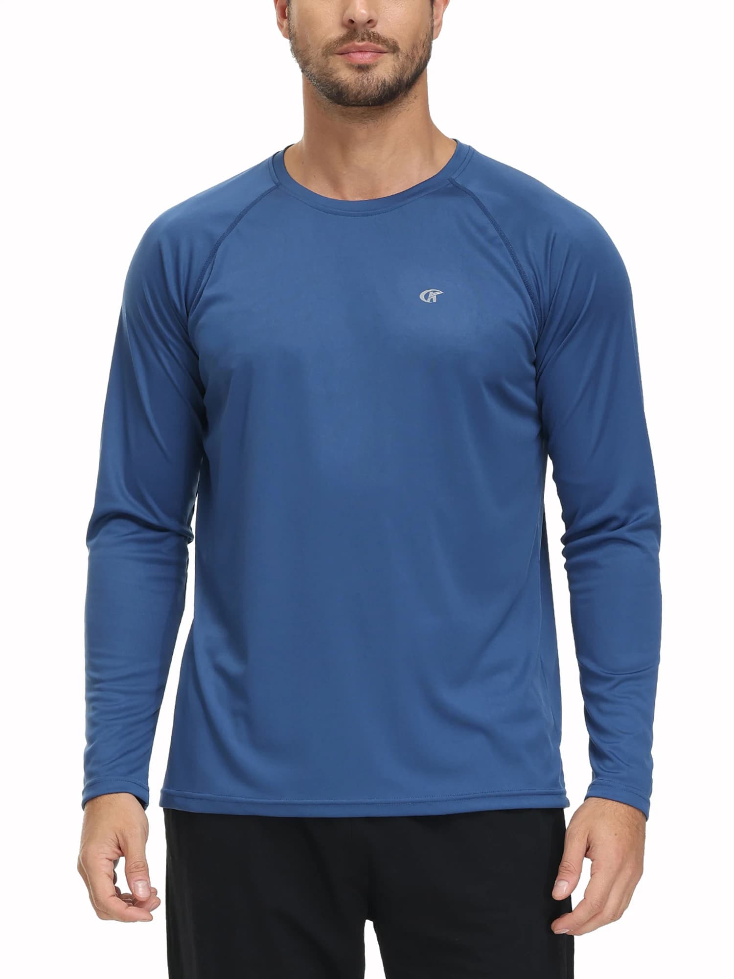 Men UPF 50+ Long Sleeve T-Shirt, Rash Guard Breathable Tops, Pullover Shirt for Sport Fishing Hiking Running Beach Surfing