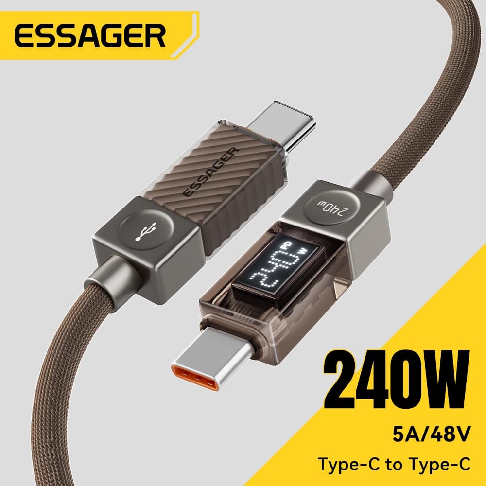 Essager 240W USB C Cable for iPhone 17 16 15 Plus Pro Max Macbook iPad Supercharge Fast Charger Type C Cable for xiaomi Samsung