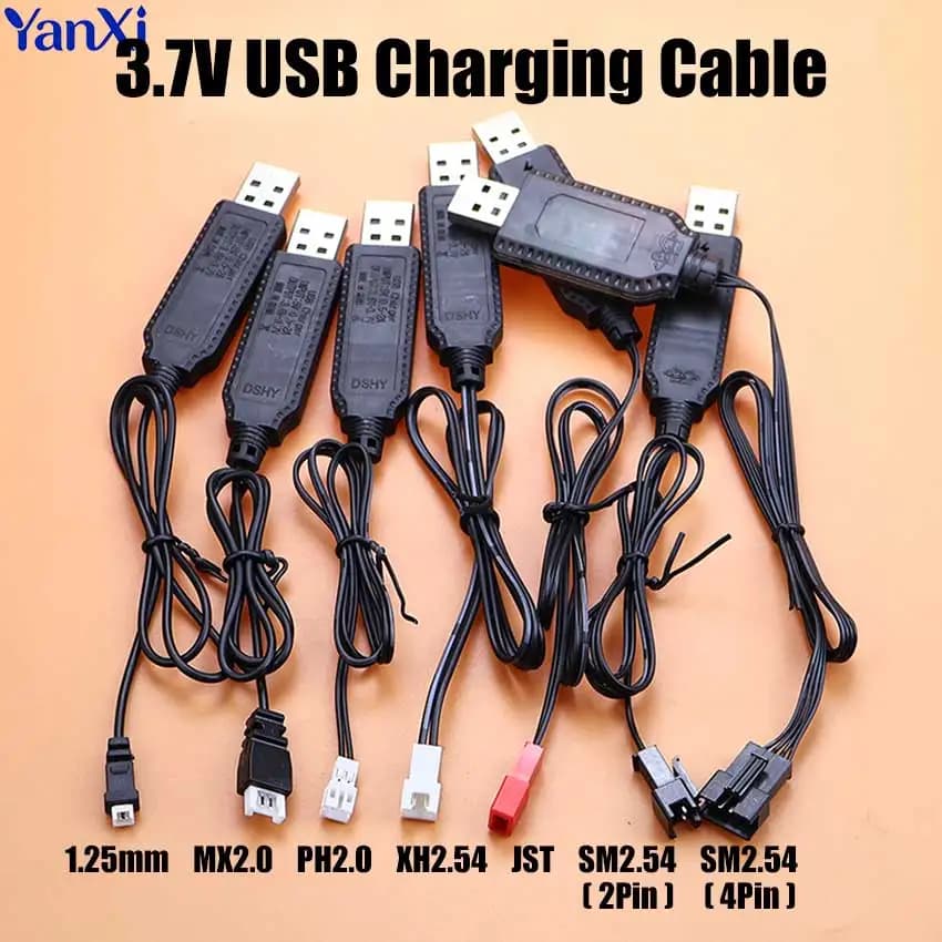 USB Charger Cable For 3.7V Lithium Battery Charging Wire MX2.0 PH2.0 XH2.54 SM2.54 RC Car Aircraft Spare Parts RC Quadcopter Toy