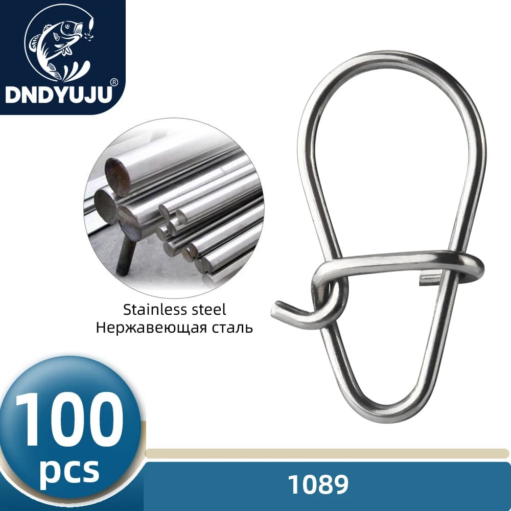 DNDYUJU 100X Fishing Nice Hooked Snap Pin 304 Stainless Steel Rolling Swivel Lure Connector Fishing Tackle Accessories Fish Tool