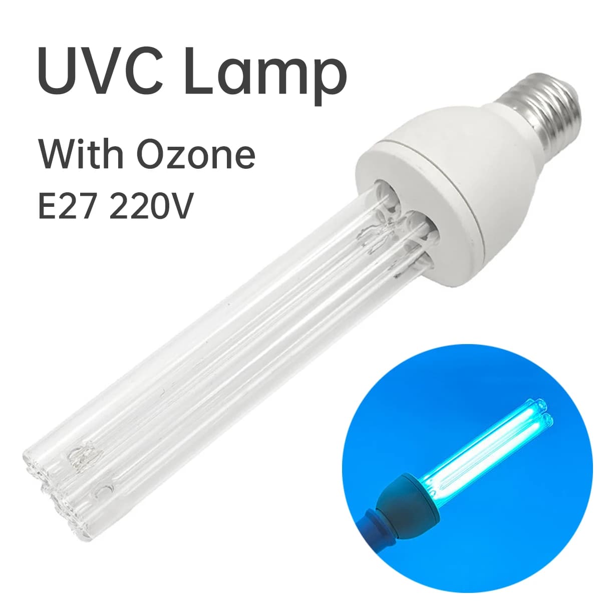  E27 UVC Light Bulb with Ozone/Ozone Free 220V 15W/25W 254nm Air Purification UV Lamp for Basement Household Area,220V UV Lamp