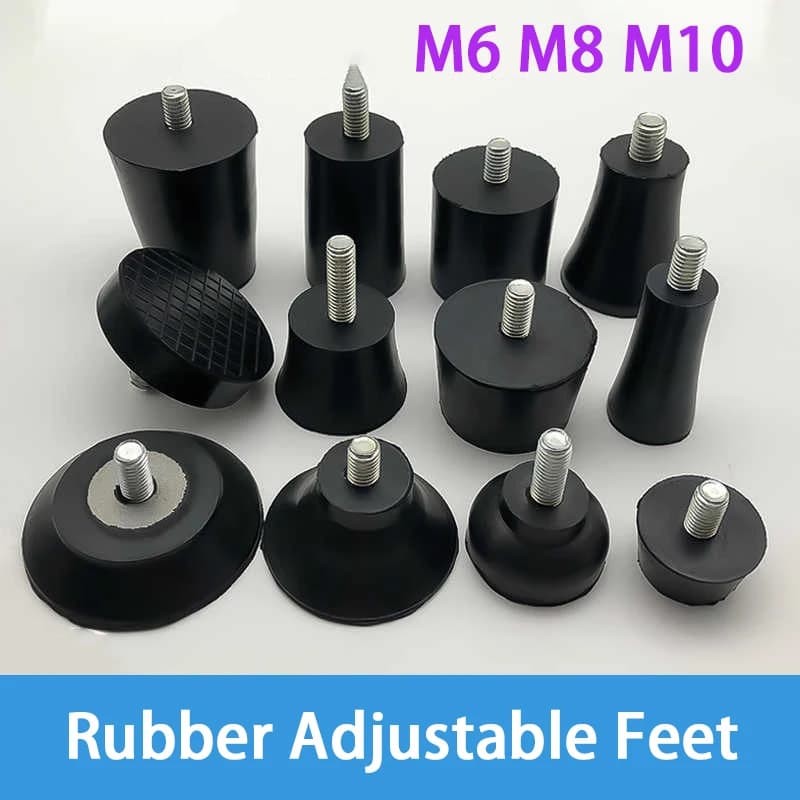 2-20Pcs Rubber Adjustable Feet Pad M6 M8 M10 With Screw Table Chair Balck Leveling Foot Pad Furniture Leg Anti-shock Protection