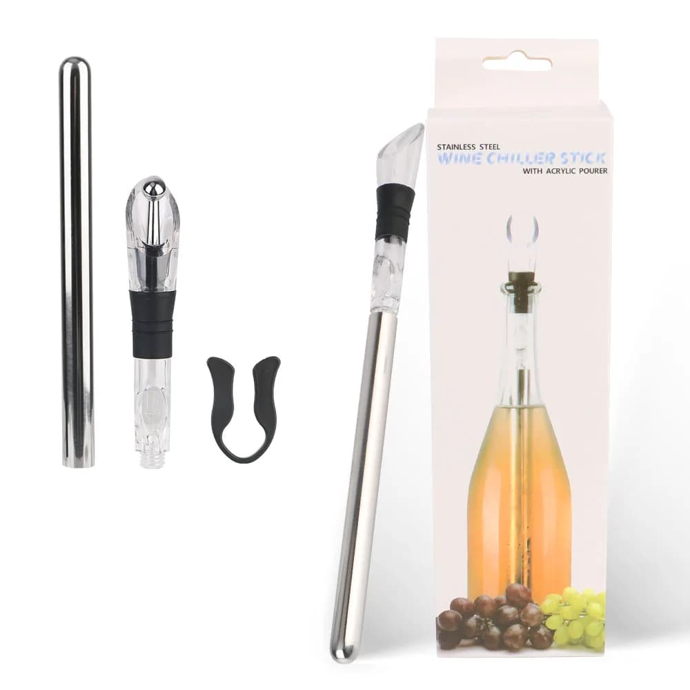 Stainless Steel Frozen Stick Beer Chiller Stick 4 in 1 Ice Wine Cooler With Wine Pourer+Stopper+Cutter Wine Cooling Stick