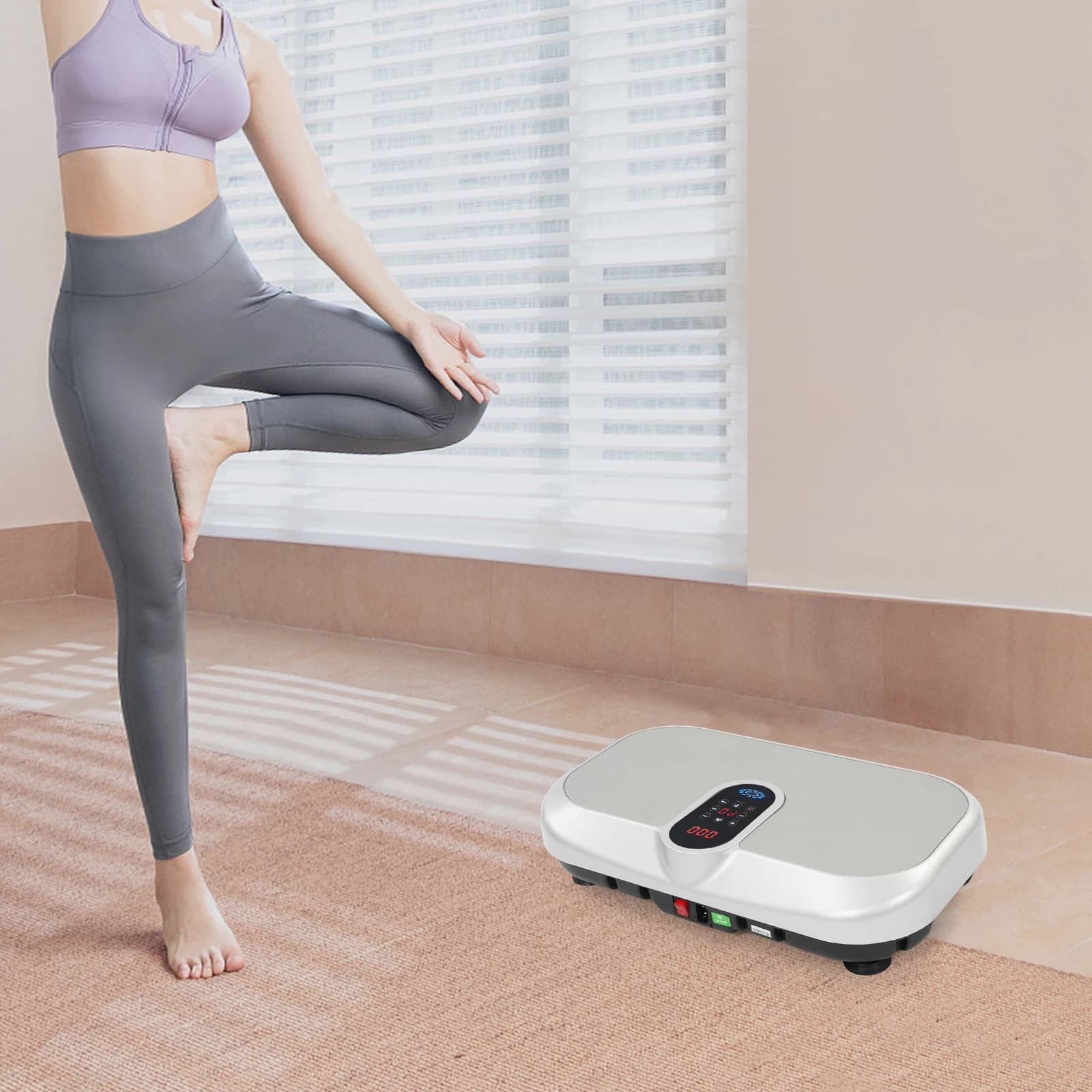150Kg 4D Vibration Plate with Heating, Bluetooth Speaker, Pull Ropes, Home Fitness Vibration Machine for Fat Burn & Body Shaping