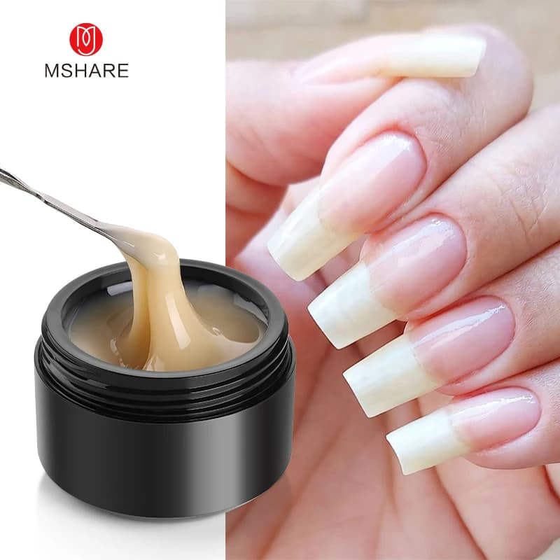 MSHARE 50ml Natural Nails Gel Builder Nalil Tpo Free Self Leveling Gel for Nail Extension Construction Pink Shade UV Led Gel