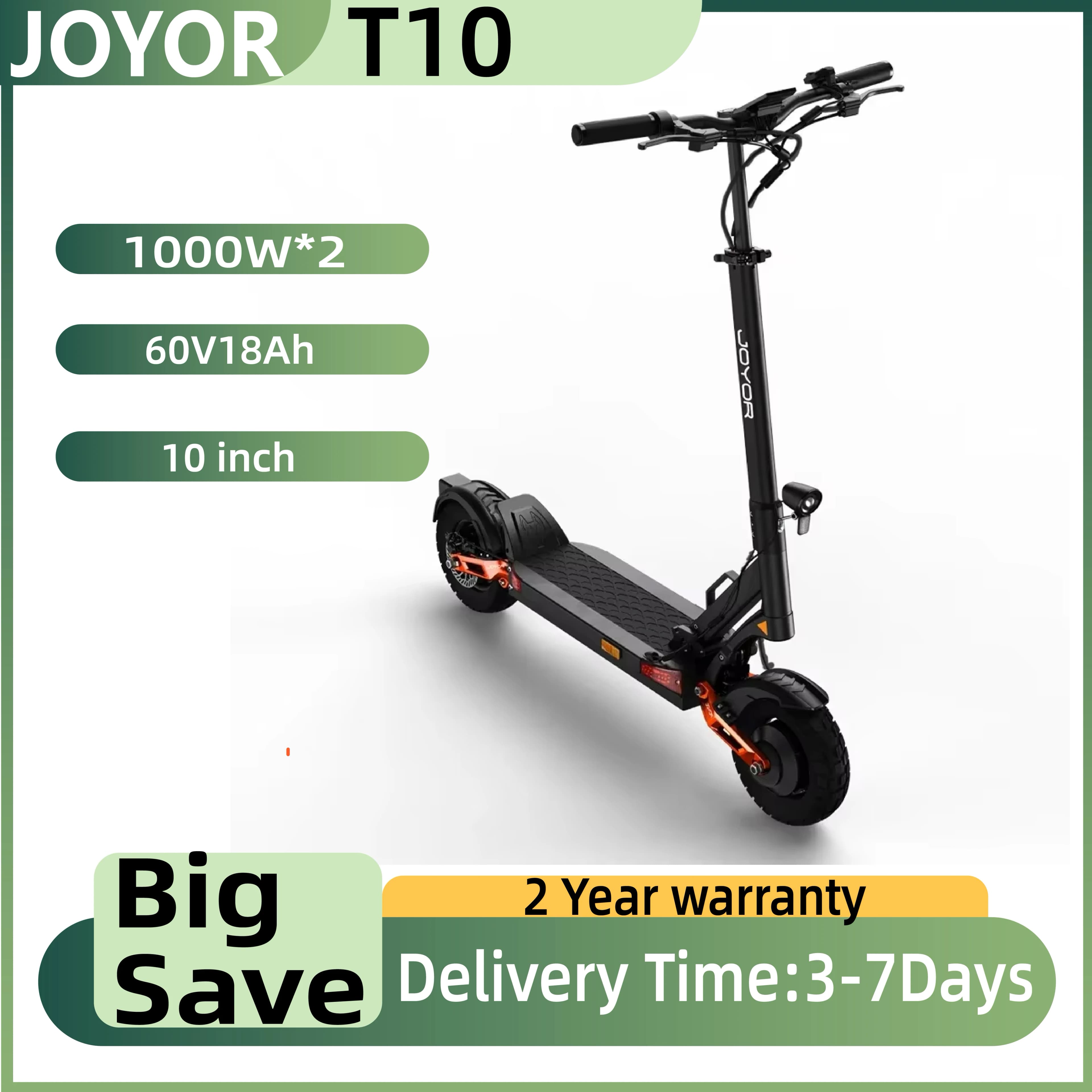 JOYOR T10 Adult Electric Scooter 1000W*2 Motor 60V18AH Battery 10" Off-Road Tire All-terrain electric scooter