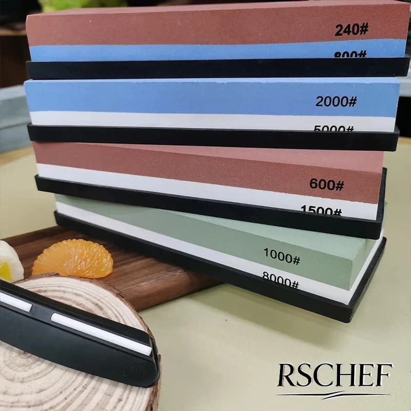 Professional Knife Sharpening Stone Kit 400/1000 3000/8000 Grit Non-slip Bamboo Base Double-side Knife Whetstone Angle Guide