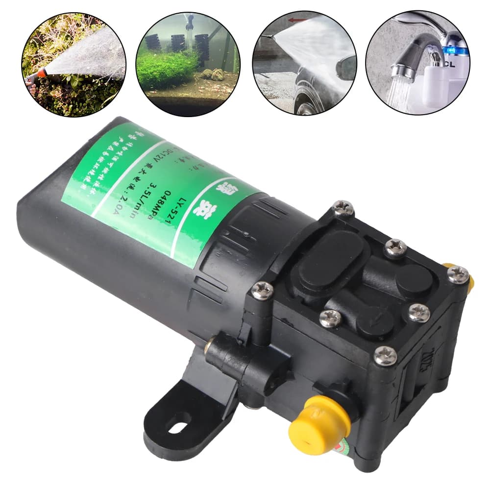 Micro High Pressure Diaphragm Agricultural Electric Water Pump 3.5L/min DC12V Water Spray Car Wash Durable