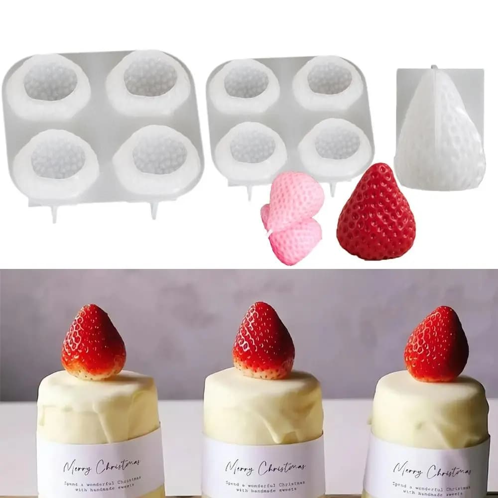 Silicone 3D Strawberry Mold Strawberry Shape Reusable DIY Candle Mold Handmade Craft Aromatherapy Candle Mold Valentine's Day