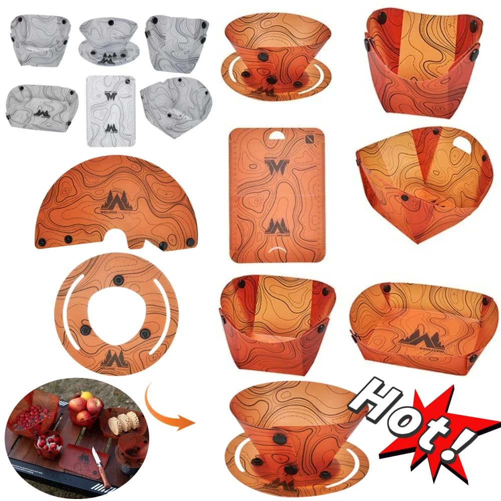 Outdoor Lightweight Folding Tableware Portable Bowl Plates Coffee Filter Funnel Cup Heatproof Food-Grade Tableware Easy to Clean