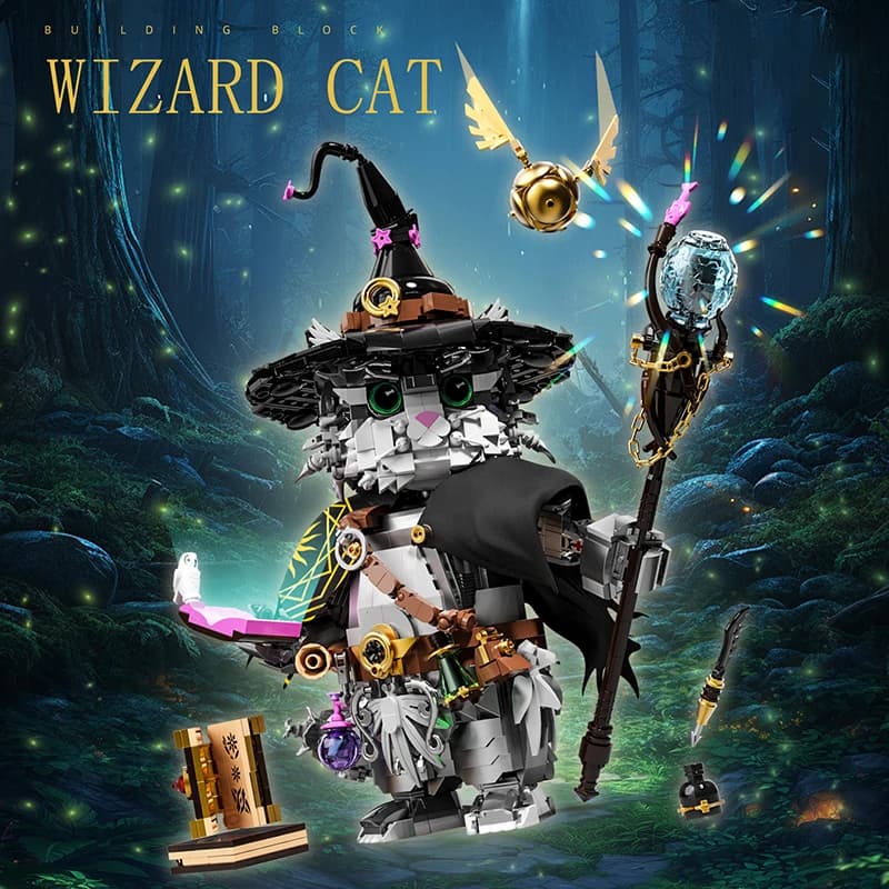 New 1400+pcs Wizard Cat Magic Animal Building Blocks Set Educational DIY Toys for Kids Adult Gifts MOC Creative Bricks Toy Model