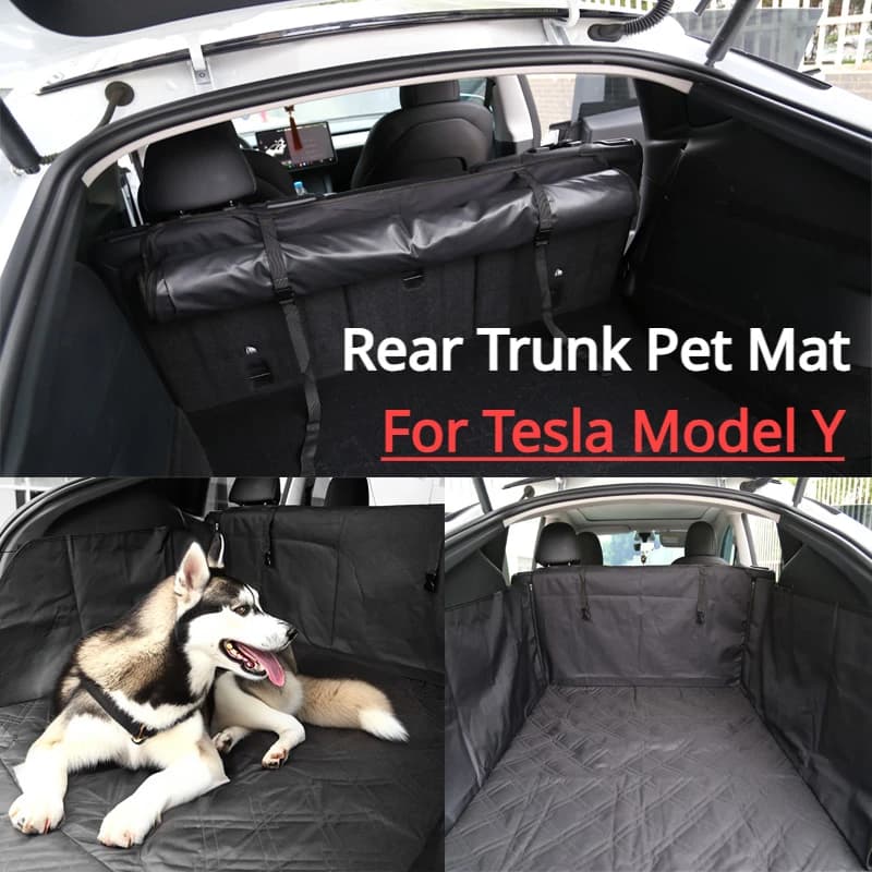 Car Rear Trunk Pet Mat for Tesla Model Y LAUNCH/Juniper 2025 Dog Seat Cover Oxford Cloth Pets Seat Bed Protector Wear-resistant