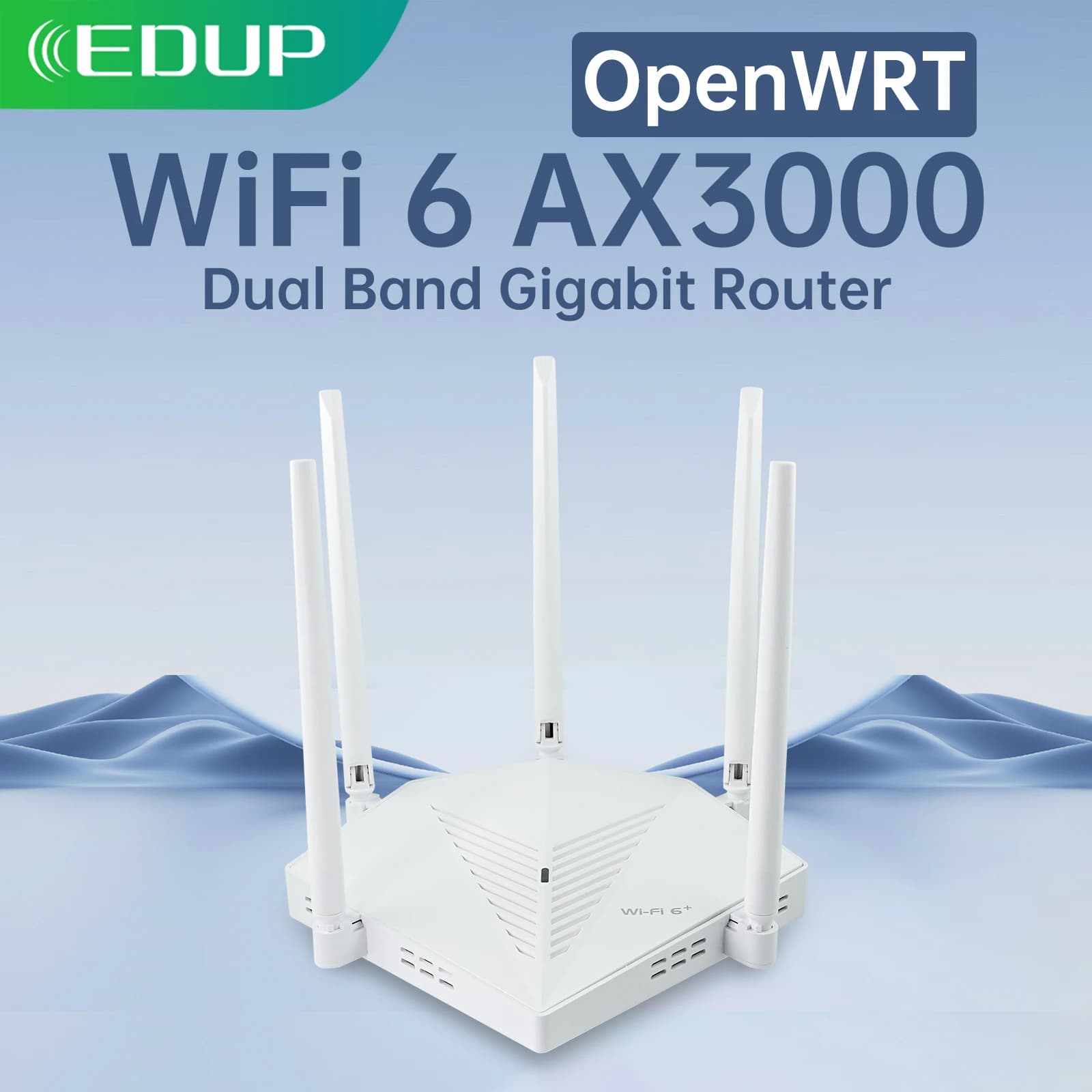 EDUP  RT2980 AX3000 OpenWRT 3000Mbps Dual Band 2.4/5GHz Gigabit WIFI6 Router 802.11AX MIMO EasyMesh Wide Signal Range Router