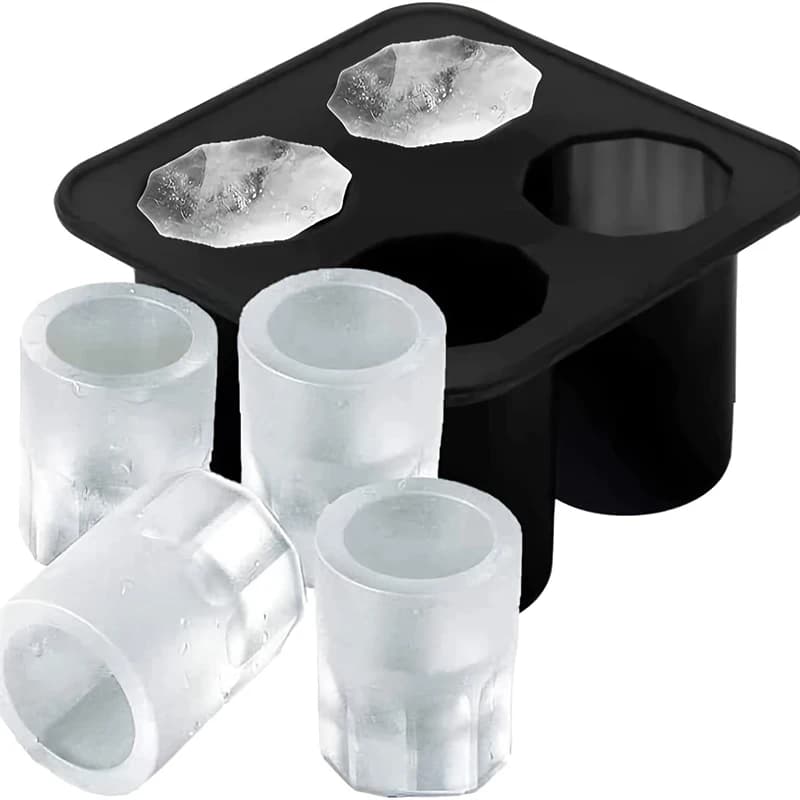 4 Cup Shape Silicone Ice Cube Mold Tray Halloween Skeleton Make Shot Glass Summer Bar Party Frozen Whiskey Beer Cocktail Cold