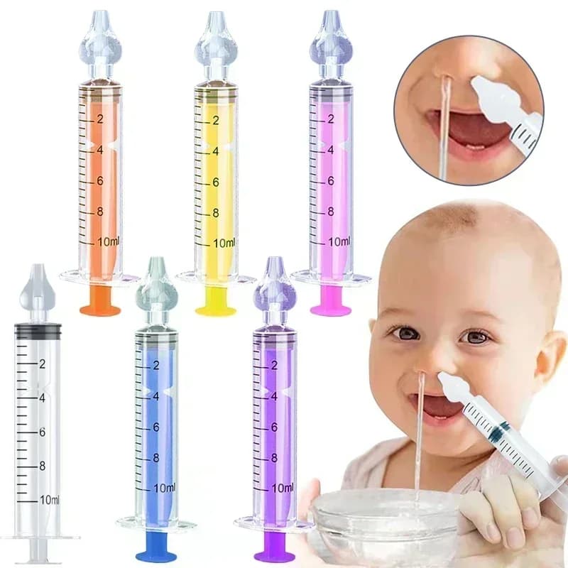 10ml Baby Nose Cleaner with Silicone Nasal Suction Tips Syringe Nasal Irrigator Portable Needle Tube Nasal Washer for Infants