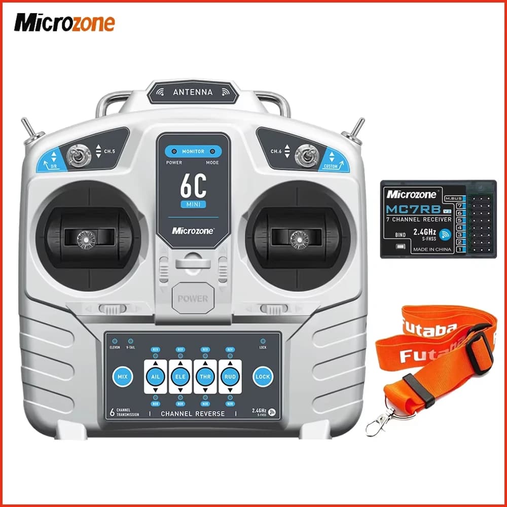 MicroZone MC6C 6C-Mini V2 2.4G 6CH Controller Transmitter MC7RB Receiver Radio System For RC Fixed Wing/ Car/ Boat Airplane Toy