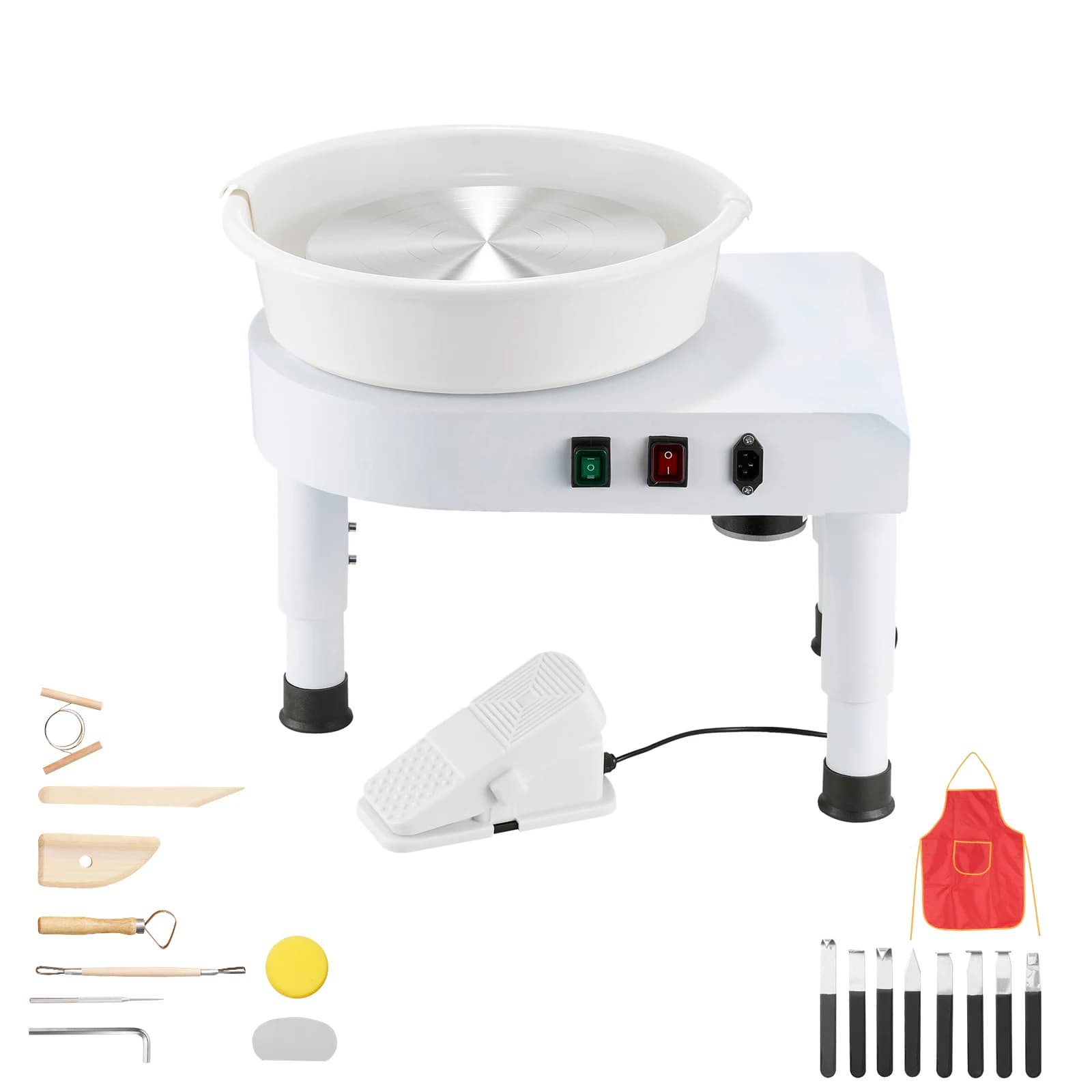 SucceBuy Pottery Wheel Ceramic Wheel Forming Machine 60-300 RPM Speed Adjustable Foot Pedal Adjustable Lift Leg Detachable Basin
