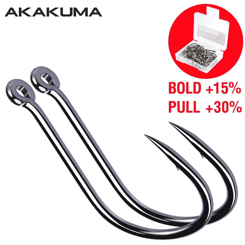 100Pcs/Box AKAKUMA High Carbon Steel Stainless Barbed Fishing Hooks Durable Head Fishing Tackle