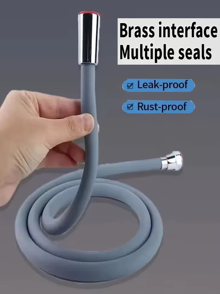 New 1.5/2/3M Silicone Shower Head Hose Flexible Anti-Winding Pipe High Pressure Powerful Shower Tube Bathroom Faucte Accessories